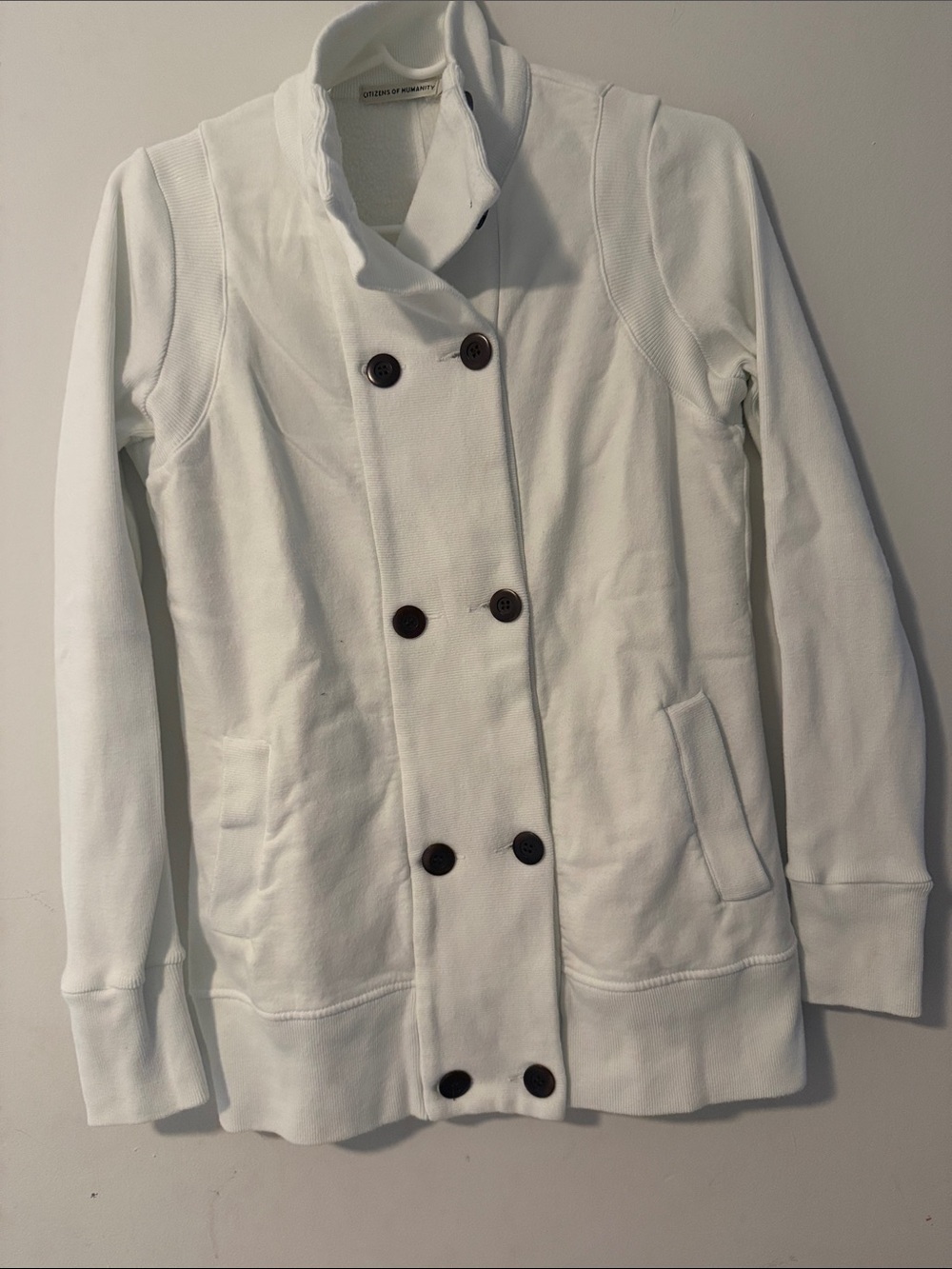 Citizens Of Humanity White Double-Breasted Pea Coat